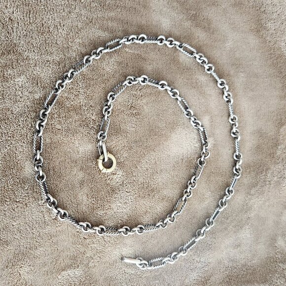 David Yurman Jewelry - David Yurman Sterling Silver & 18K Gold Necklace